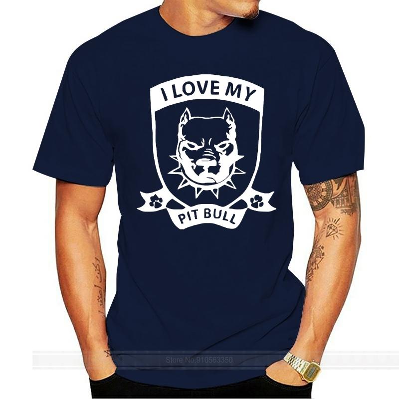 Summer  Cotton Printed Pure Cotton Men's I Love My Pit bull Youth Round Collar o-neck T-Shirts