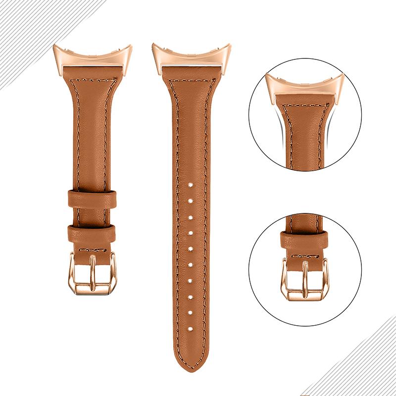 Genuine Leather Watch Strap for Google Pixel Watch 3 41mm/Watch 2/Pixel Watch Band Quick Release 20mm Watch Band with Rose Gold Connector