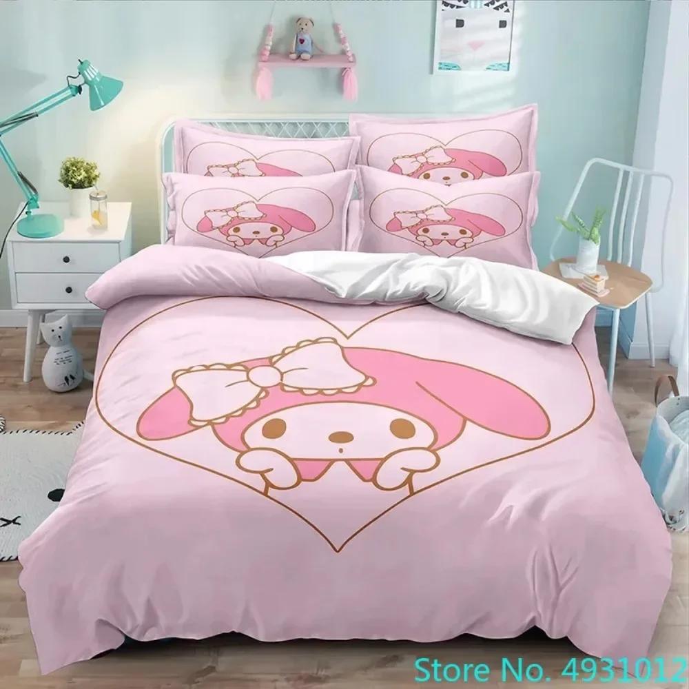 Cartoon Anime Sanrio Cinnamoroll Melody Bedding Set Kawaii Quilt Cover Duvet Cover Pillowcase Kids Girls Single Twin King Size