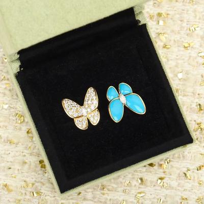 High Qulity Classic New 2024 European Famous Brand Luxury Jewelry Rings For Women Zircon Butterfly Turquoise Anniversary Gifts