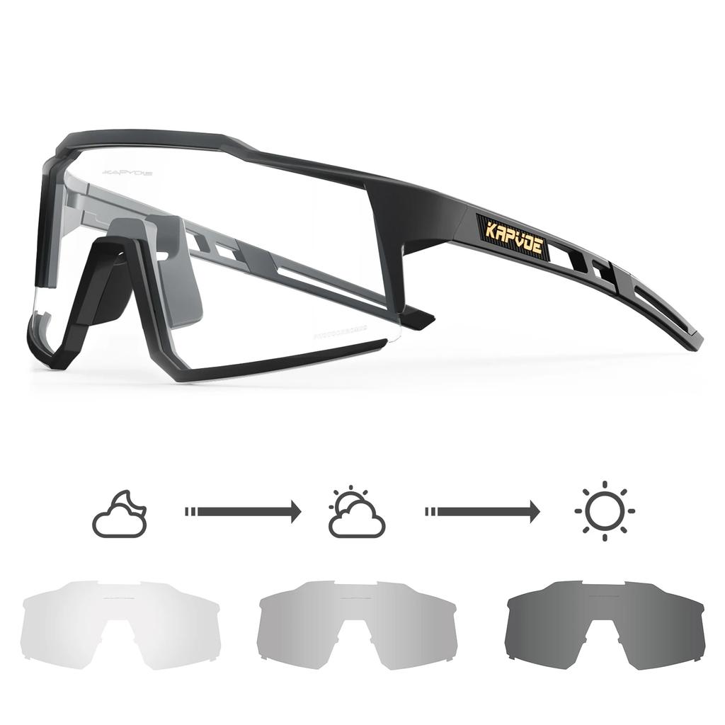 Kapvoe Photochromic Sunglasses Men Cycling Glasses UV400 MTB Clear Mountain Bike Transition Bicycle for Women Sports Eyewear