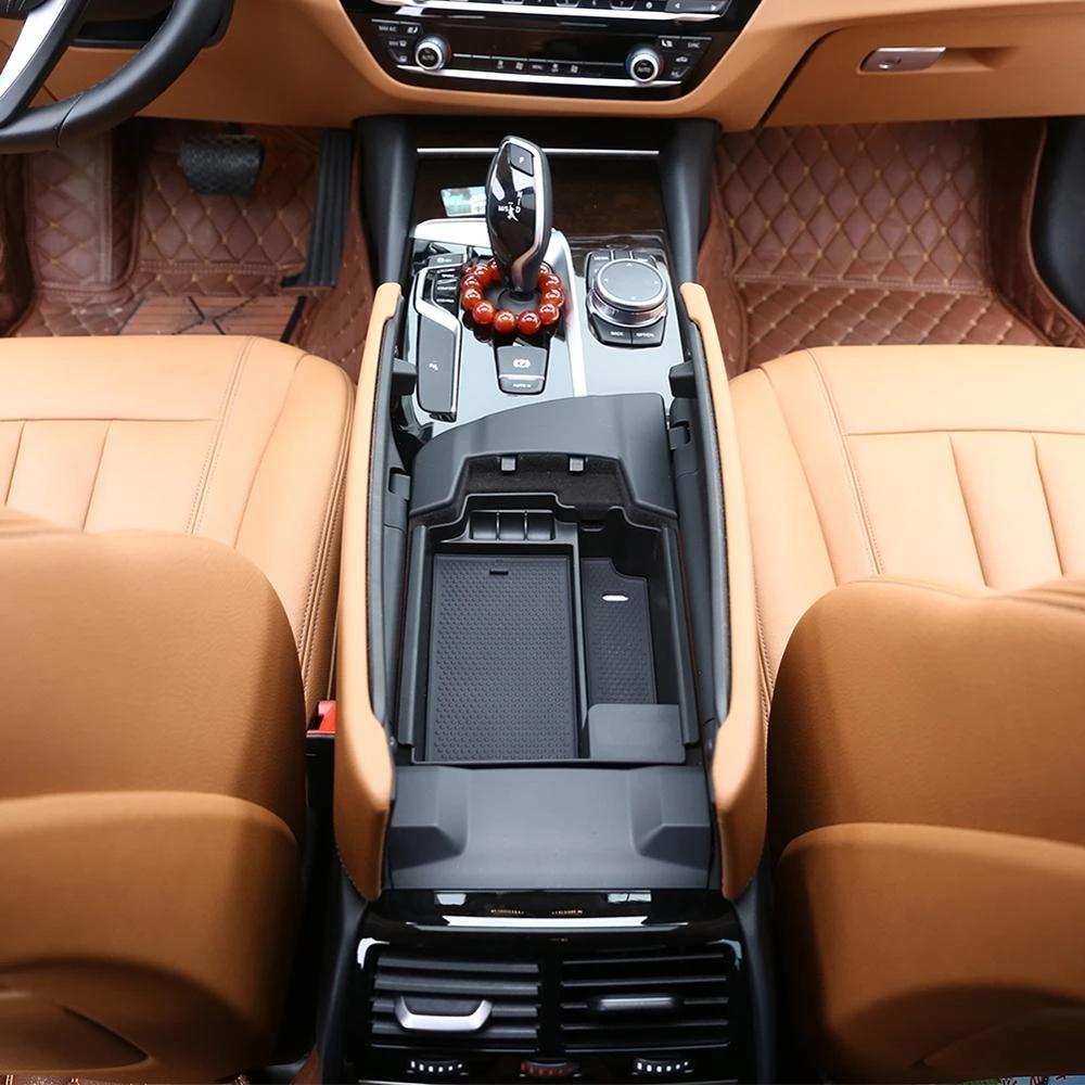 ABS Plastic Car Center Console Storage Box Phone Tray Accessories with Mat Fit For BMW 5 Series G30 G38 6 Series GT