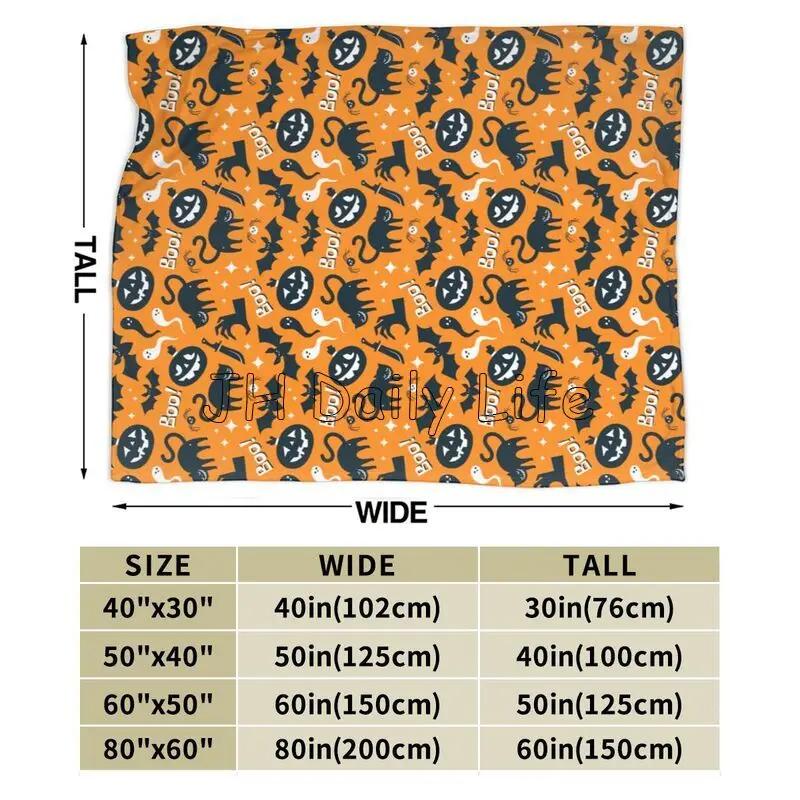 Halloween Pumpkim Boo Bats Blanket Flannel Fleece Blanket Cartoon Ghost Spooky Soft Warm Plush Throw Blankets for Bed Couch Sofa