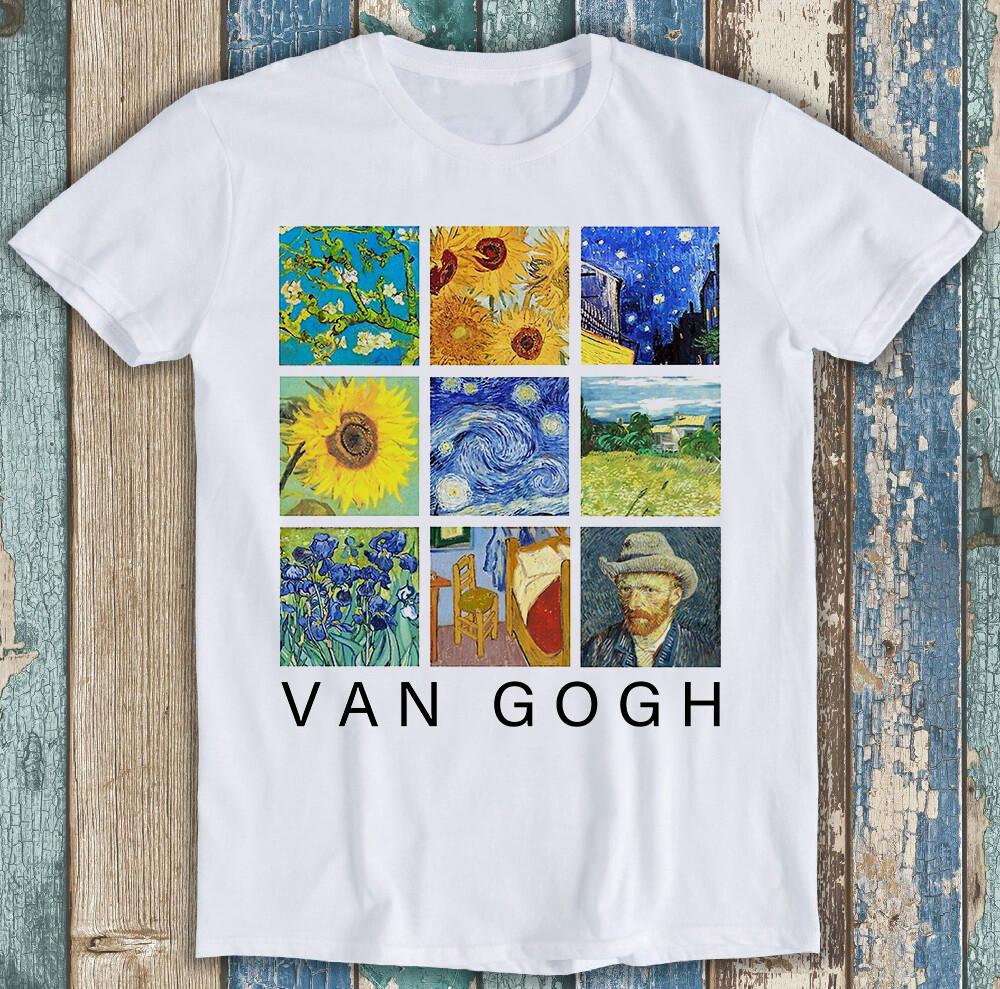 Van Gogh Painting Collage Starry Night Sunflowers Funny Gift Tee T Shirt M1401
