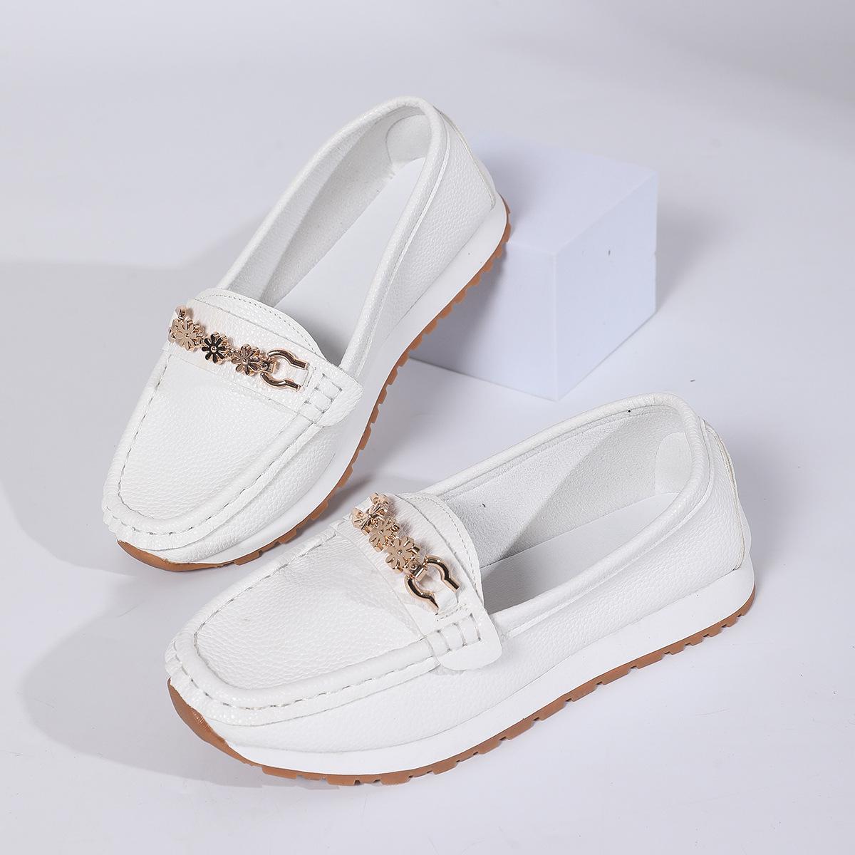 

Женские лоферы больших размеров 2025 с бриллиантовой цепочкой и толстой подошвой 38 белый