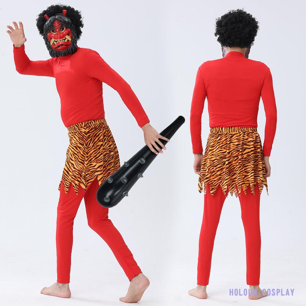 Setsubun Bean Throwing Red Oni Masquerade Mask Costume Set Cosplay Costume Stage Costume Performance Clothes Cultural Festival Photography Festival