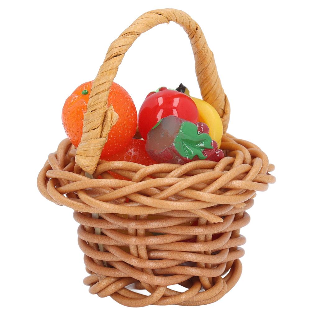 3pcs Dollhouse Fruit Basket Fun Simulation Innovative Miniature Woven Basket with 30pcs Fruit