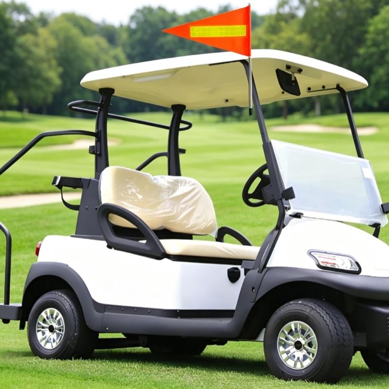 Reflective Golf Cart Flag with Extendable Mast, Fast Mount Base and Bright Marker for Outdoor Visibility Travel