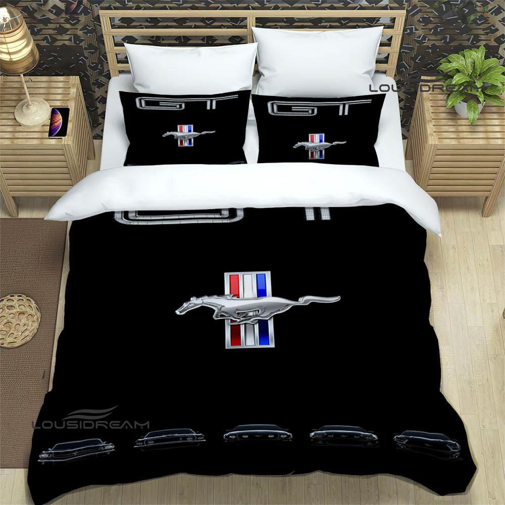 

Mustang car logo printed Bedding Sets exquisite supplies set duvet cover bed comforter set bedding set luxury birthday gift 135X200cm