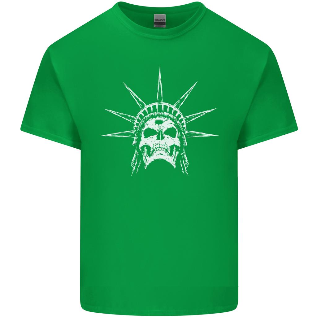 Statue of Liberty Skull USA Gothic Biker Unisexs Light Cotton TShirt