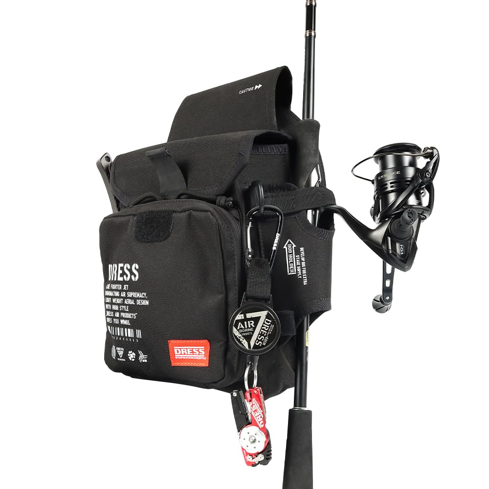 [DRESS] Carabiner Pin-on Reel Line Cutter, Scissors for Line, Knots, Leaders, PE Fishing, Portable, Lightweight, Compact, Keychain, Black