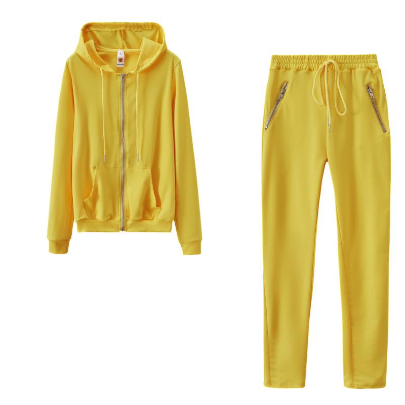 2025 Fall/Winter Women's Casual Solid Color Sportswear: Zipper Pocket Two-Piece Set