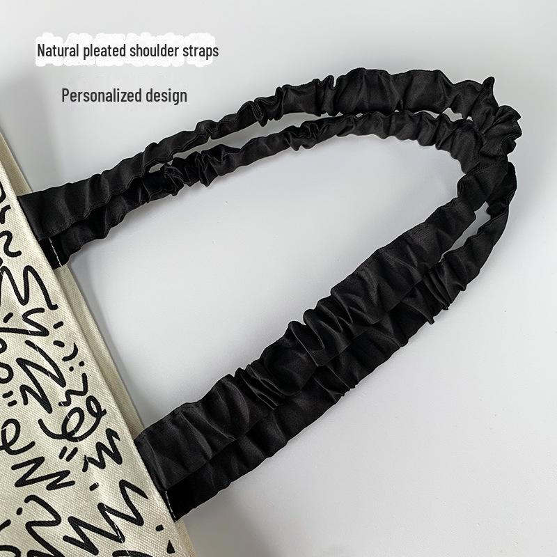 Geantă de umăr pânză drăguță cu pisici și câini pentru femei - Geantă tote artistică de vară cu imprimeu de desene animate, capacitate mare pentru studenți