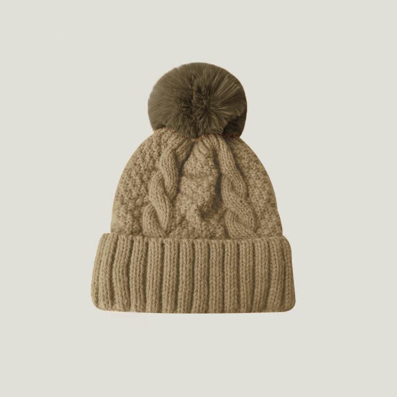 

Осенне-зимняя женская теплая вязаная шапка, модная и универсальная, утолщенная шапка из шерсти и бархата, уличное утепленное зимнее пальто