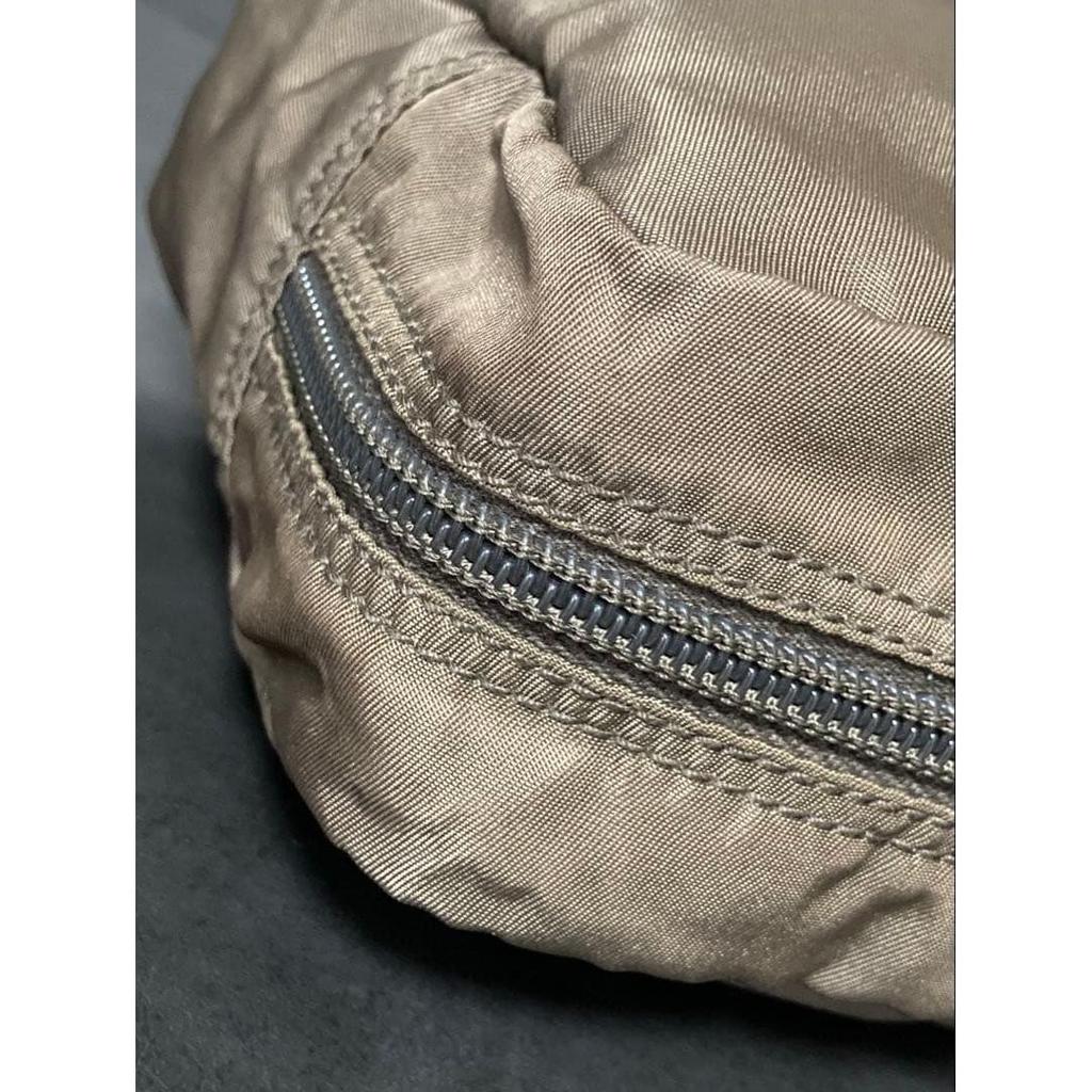 Used PRADA Nylon Tessuto Pouch Greige Cosmetic