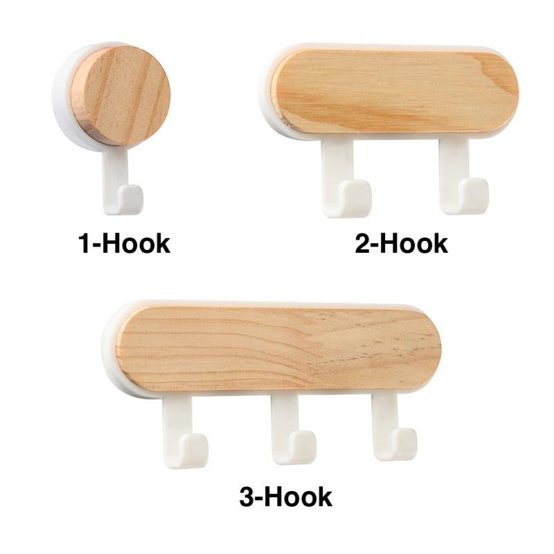 SUPO Depot - Nástěnný háček pro domácnost Věšák Dřevěná dekorace se samolepicí samolepkou Bez hřebíků - Bílá řada