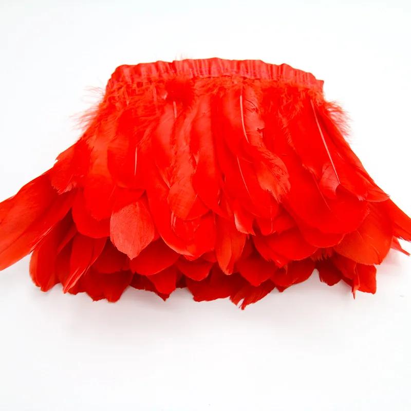 2 Meter Colorful Shred Goose Feathers Tape Tassel 15cm Fringe Trim Ribbon Geese Feather DIY Clothe Flecos Sewing Trimming Decor
