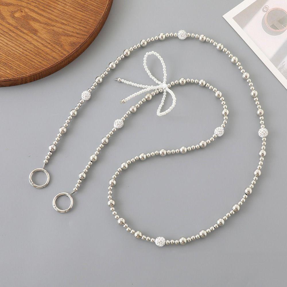 Beaded Bag Crossbody Lanyard Long Chain Pearl Bow Phone Lanyard DIY Mobile Phone Chain  Bag Straps
