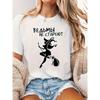 Women's Witch Design Russian Letter Print T-Shirt Casual Crew Neck Short Sleeve Halloween Top