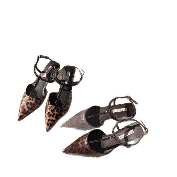 Sandales pointues à talons hauts de niche de style européen et américain pour femmes, talons fins, été, sexy, haut de gamme, imprimé léopard, sandales à talons hauts