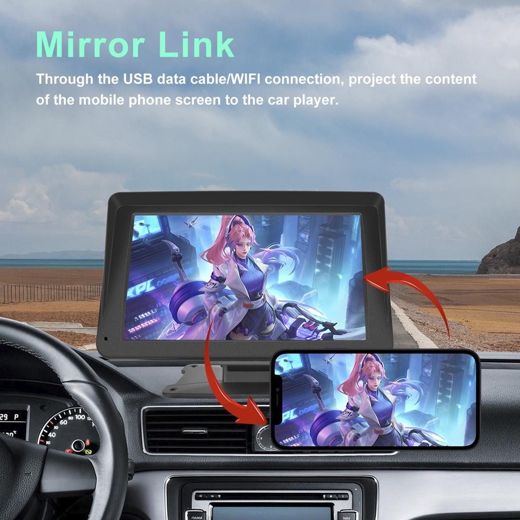 7-inch Car Display Screen Apple CarPlay Android Auto Apple AirPlay 12 LED Camera