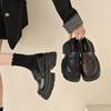 Black thick-soled new heightened soft-soled single shoes retro British style JK small leather shoes