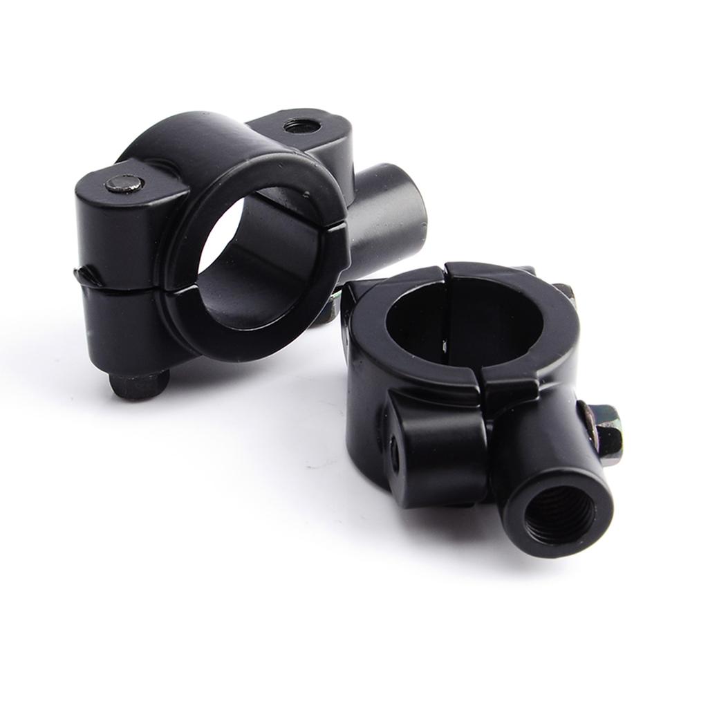 2Pcs Black Universal Motorcycle Handlebar Mirror Mount 10mm 78" Aluminum Clamp