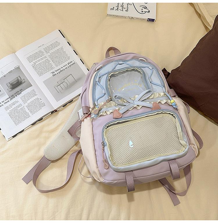 College Schoolbag Female Junior High School Student Cute Sweet Contrasting Color Large Capacity Backpack Student Backpack Trendy Fashion