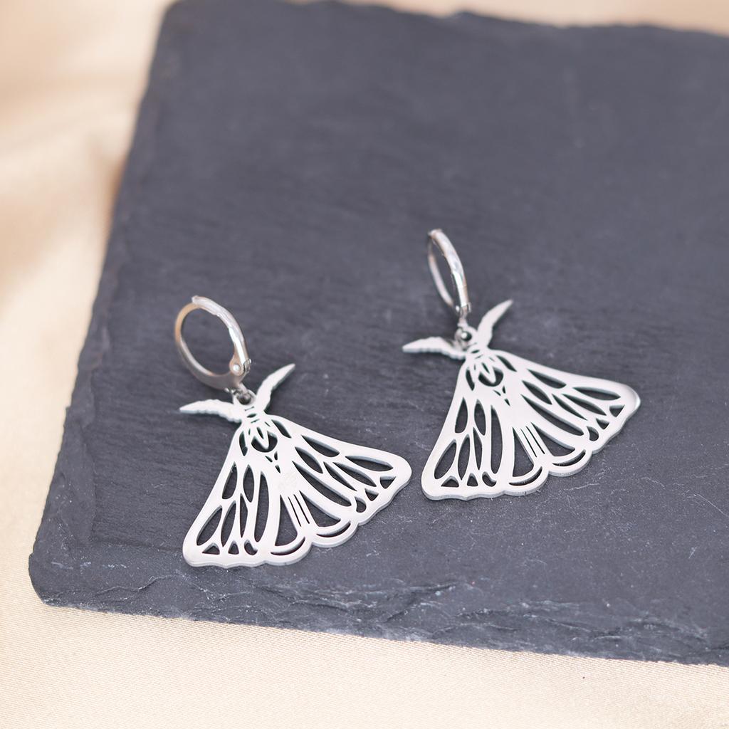 Kinitial Stainless Steel Death Moth Sun Moon Snake Mushroom Cactus Hamsa Hand Horse Earrings For Women Trendy Piercing Jewelry