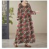 Printed Loose Thin Long Dress Large Size Long-sleeved Middle-aged and Elderly Dresses