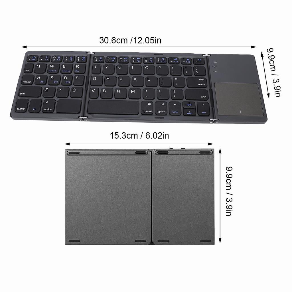 Wireless BT Keyboard Mini Folding Keyboard Portable Ultra Slim BT Keyboard with Touchpad for Windows Android iOS