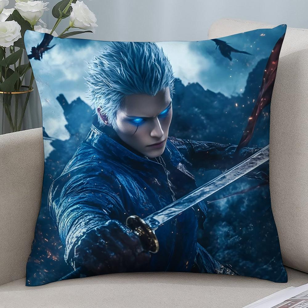 Poszewka na poduszkę Vergil D-Devil May C-Cry Nadruk 3D Włókno poliestrowe 45*45 cm Dekoracja poszewki na poduszkę dekoracyjną do domu na sofę Prezent festiwalowy