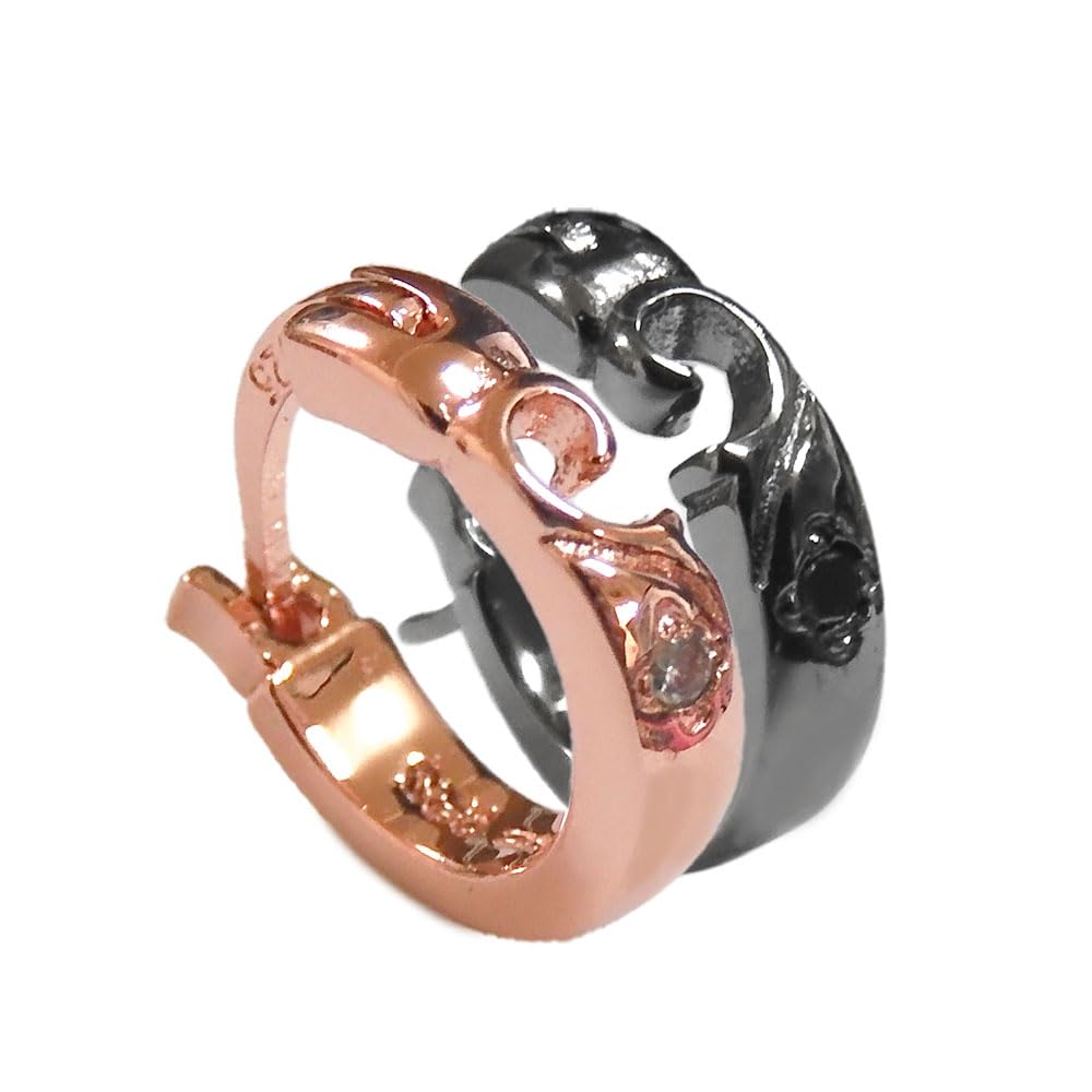 

Pair of silver pair x no engraving earrings, 925, diamond, heart-shaped, accessories, SP13-002BK-PG [black-left pink-right - available]