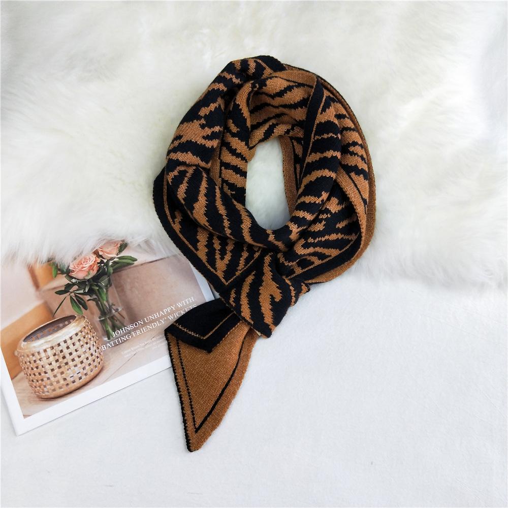 Leopard Knitted Wool Scarf Women's Autumn Winter Fashion Scarf Warm Scarf