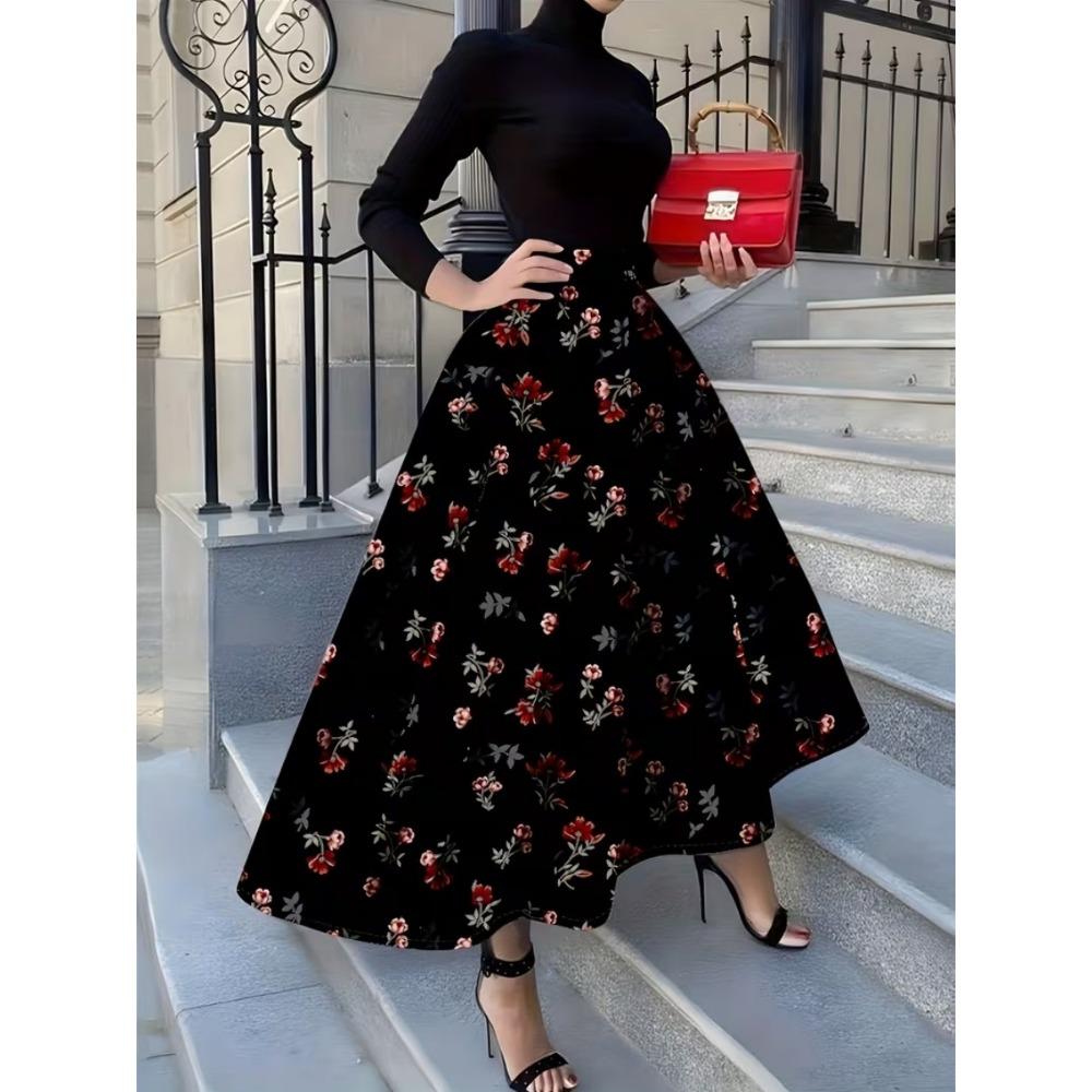 Printed Design Four Seasons Leisure Style Geometric Abstract Design Printed Half Skirt