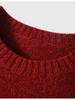 Women's Red Kangsai Ni Cashmere Round Neck Pullover Sweater - Thick, Loose Knit for New Year and Christmas