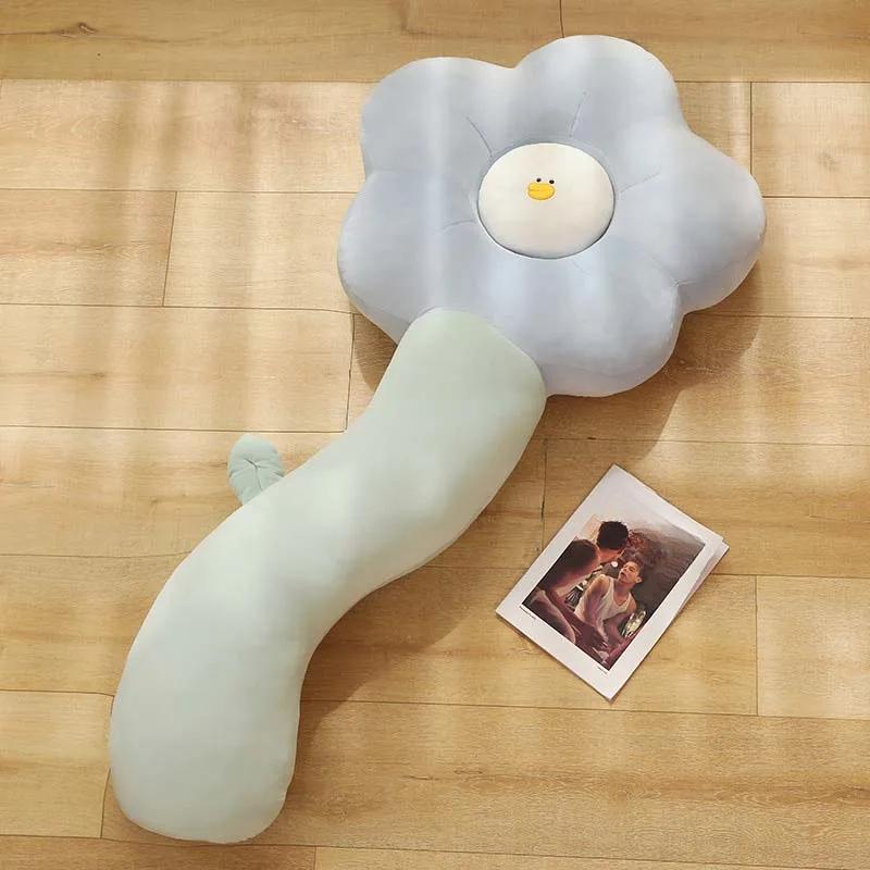 80/130CM Huge Colorful Flowers Duck Plush Pillow Plant Petal Cushion Stuffed Toys for Girls Baby Bed Decor Gift Sleeping Pillow