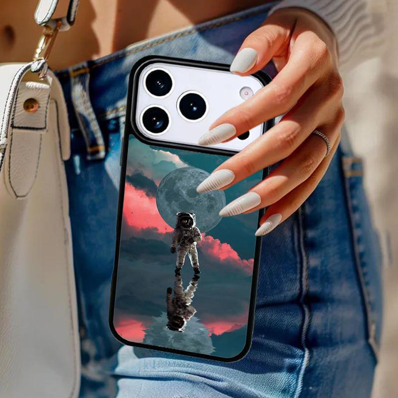 Starry Space Moon Astronaut Aesthetic Phone Case For iPhone 17 Air 14 15 13 12 Max Cover For Apple 16e 11 Pro Max Plus Coque