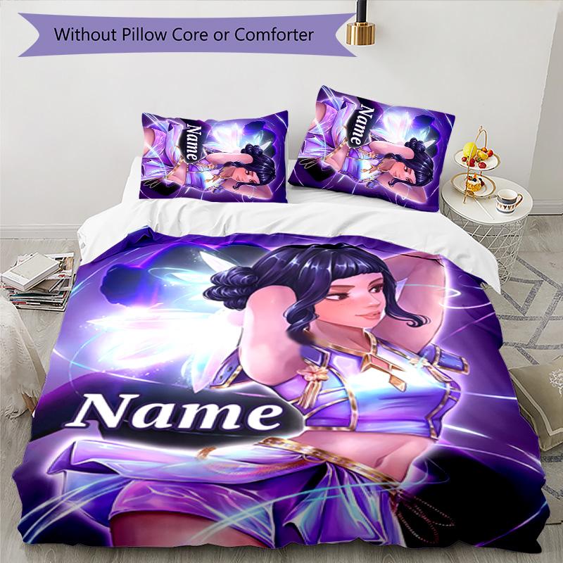 3pcs KPop Demon Hunters14 Cover Set - Personalized Name, HD Printed Bedding with 1 Cover and 2 Pillowcases - Perfect for Home Decor, Easy Care