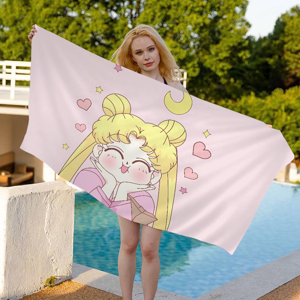 Hot Anime S-Sailor M-Moon Microfiber Beach Towel Absorbent Quick Dry Soft Yoga Swimming Resort Mountain Climbing Towel