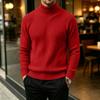 Men's Casual Turtleneck Sweater Color Vertical Stripe Long Sleeve Pullover