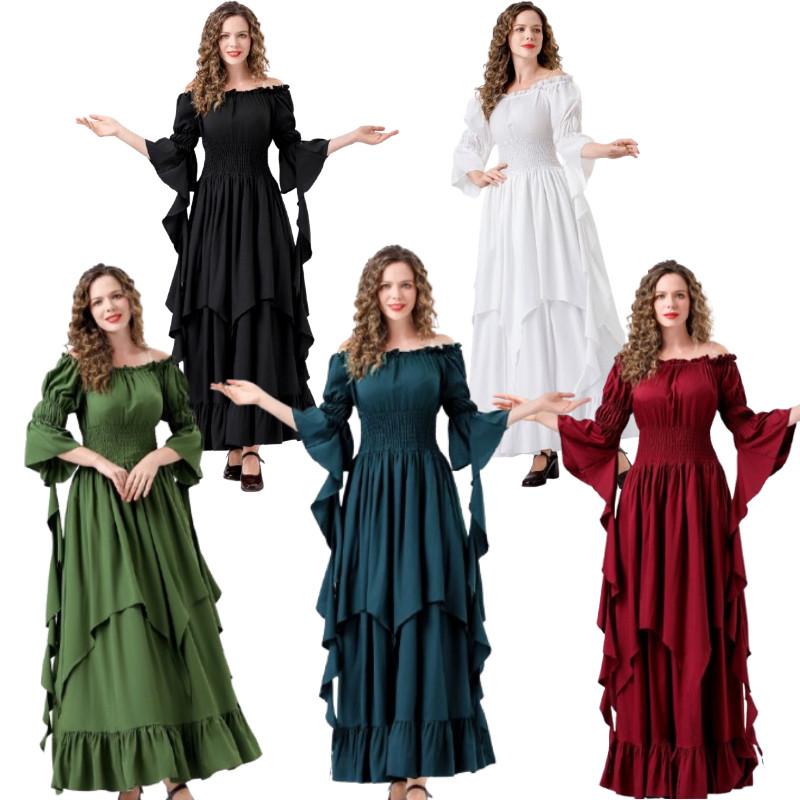 Historical Festival Dress With Flared Sleeves For Cultural And Themed Events