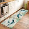 Blue Wave Pattern Runner Rug Ocean Waves Design Non-Slip Absorbent Carpet Home Decor Bedside Mat Hallway Entrance Doormat