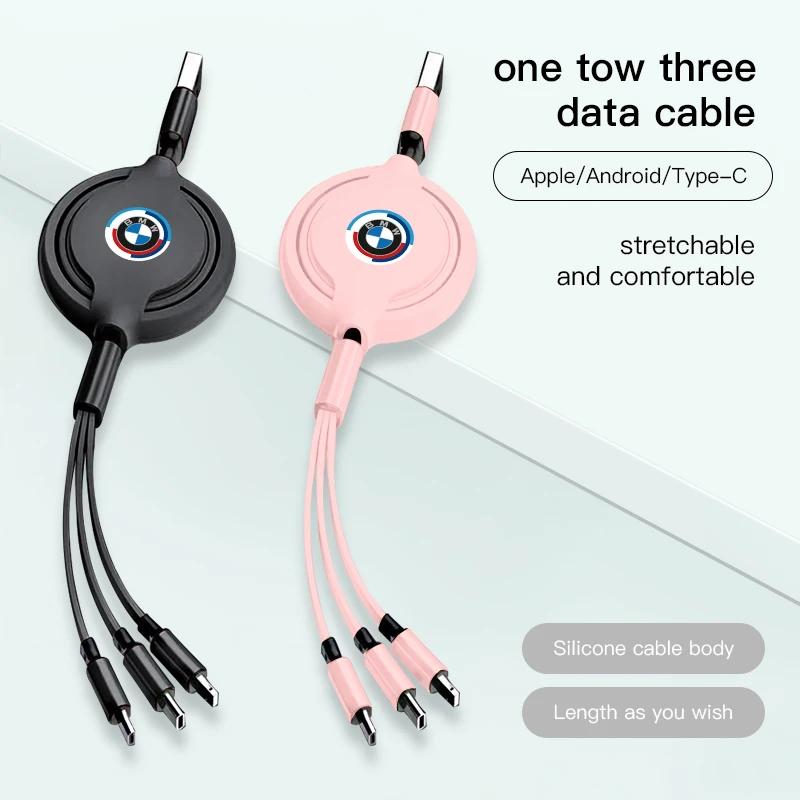 For BMW Hot 2025 BMW Car 3 in1 USB Type C Charging Cable Multi Charger For BMW G01 G02 F22 F23 E46 E93 E39 G26 F01 F02 F06 G32 G