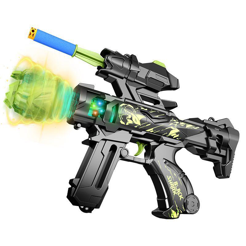 Soft Bullet Toy Gun with Flashing Lights Battle Sounds Kids Cartoon Blaster Toy Safe Colorful Submachine Gun Model Boys Gifts