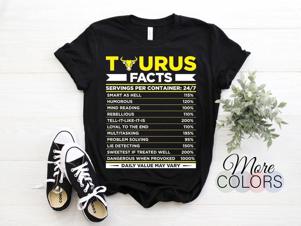 Taurus Traits Facts Horoscope Zodiac Astrological Sign Graphic T-Shirt, Born On April 20 - May 20 Gifts, Taurus Birthday Present Dad Mom,