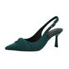 French Bag Head Sandals Women's 2025 New Summer Large Size Women's Shoes Green Pointed High Heels Stiletto Empty Shoes