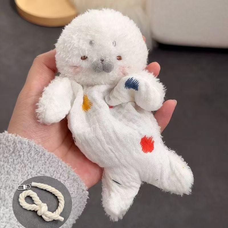 Stress Relief Plush Toy Cute Cartoon Healing Soothing Seal Bean Bag With Hanging Rope Funny Sensory Toy Birthday Gifts For Girls