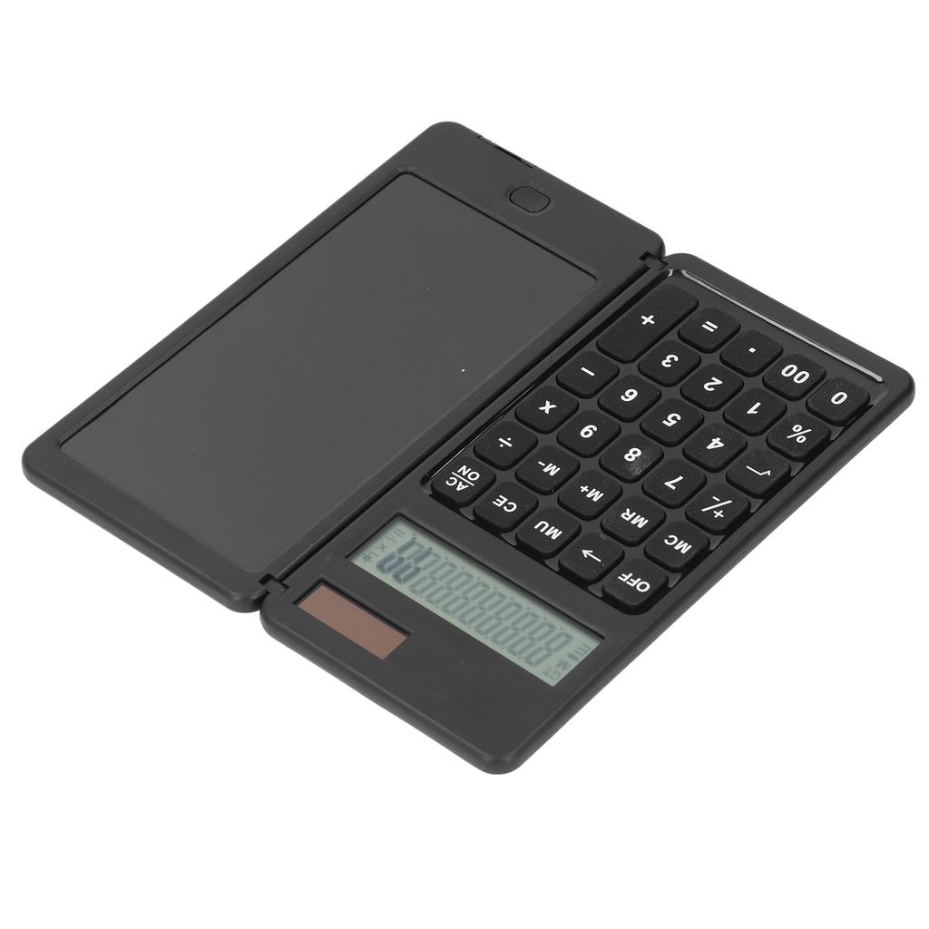 Office Desk Calcultor Solar Powered Multifunctional Pocket Desktop Calculator with Writing Tablet Black