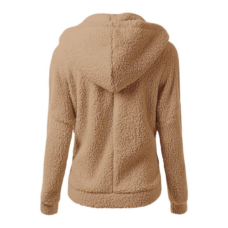 Women's Fleece-Lined Hoodie Solid Color Long Sleeve Hooded Pullover